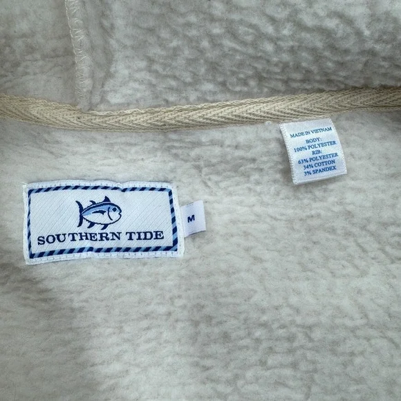NWT Southern Tide Full Zip Fleece Hoodie Jacket‎ M Birch White SOFT WARM Mens